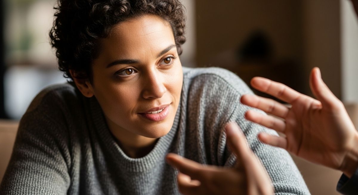 A person practicing active and empathetic listening during a conversation.