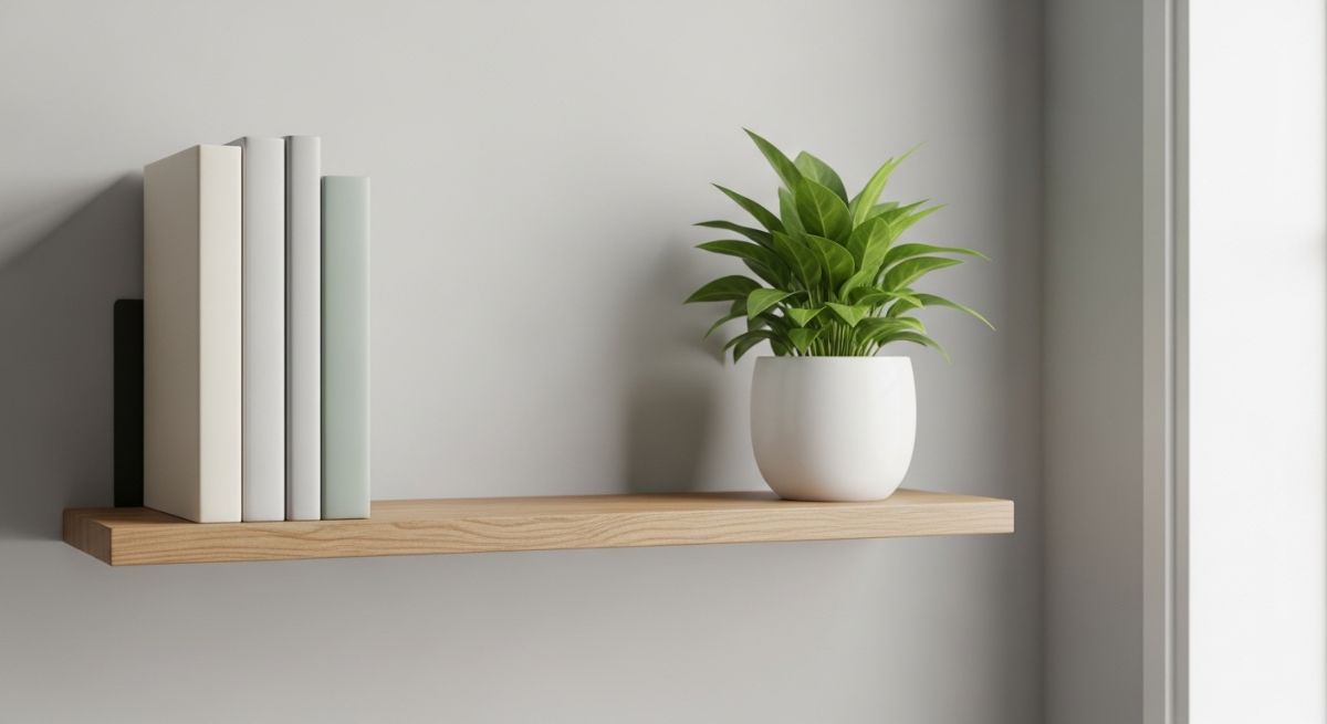 A clean and organized minimalist shelf.