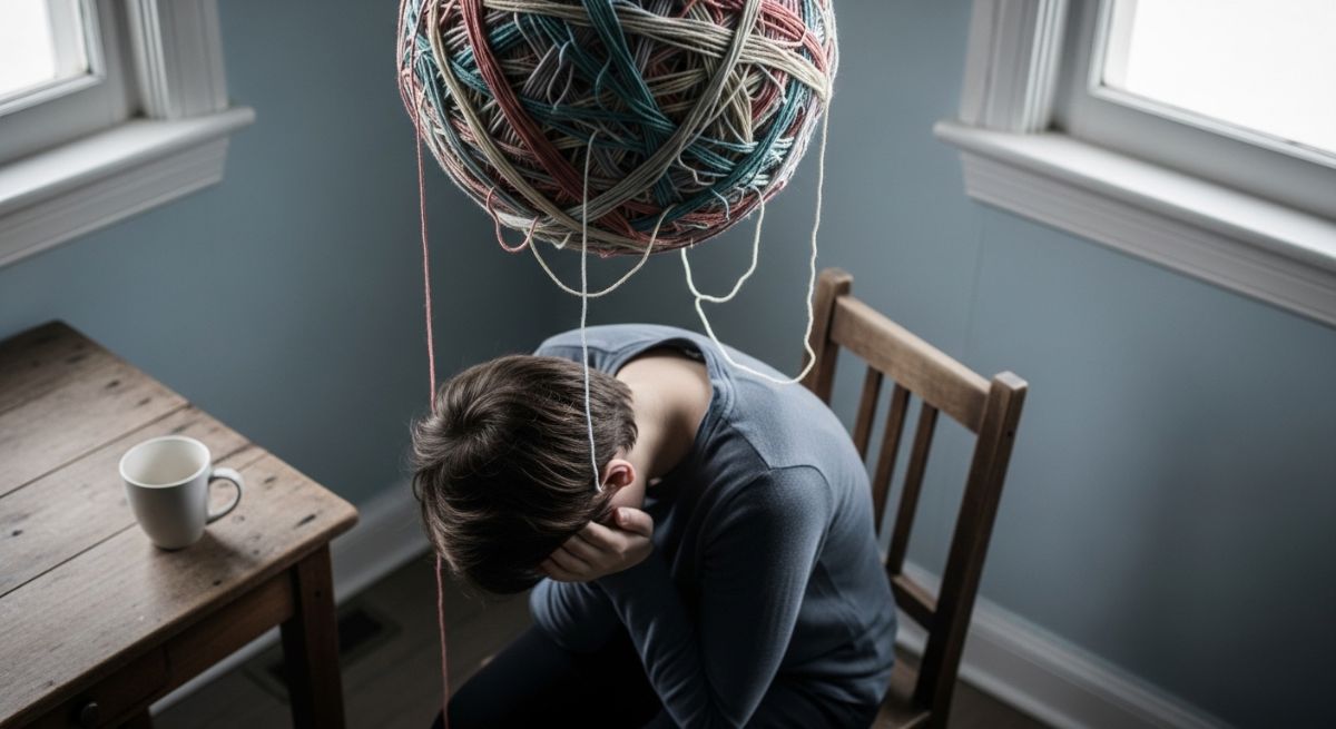 Feet on a wooden floor representing grounding.