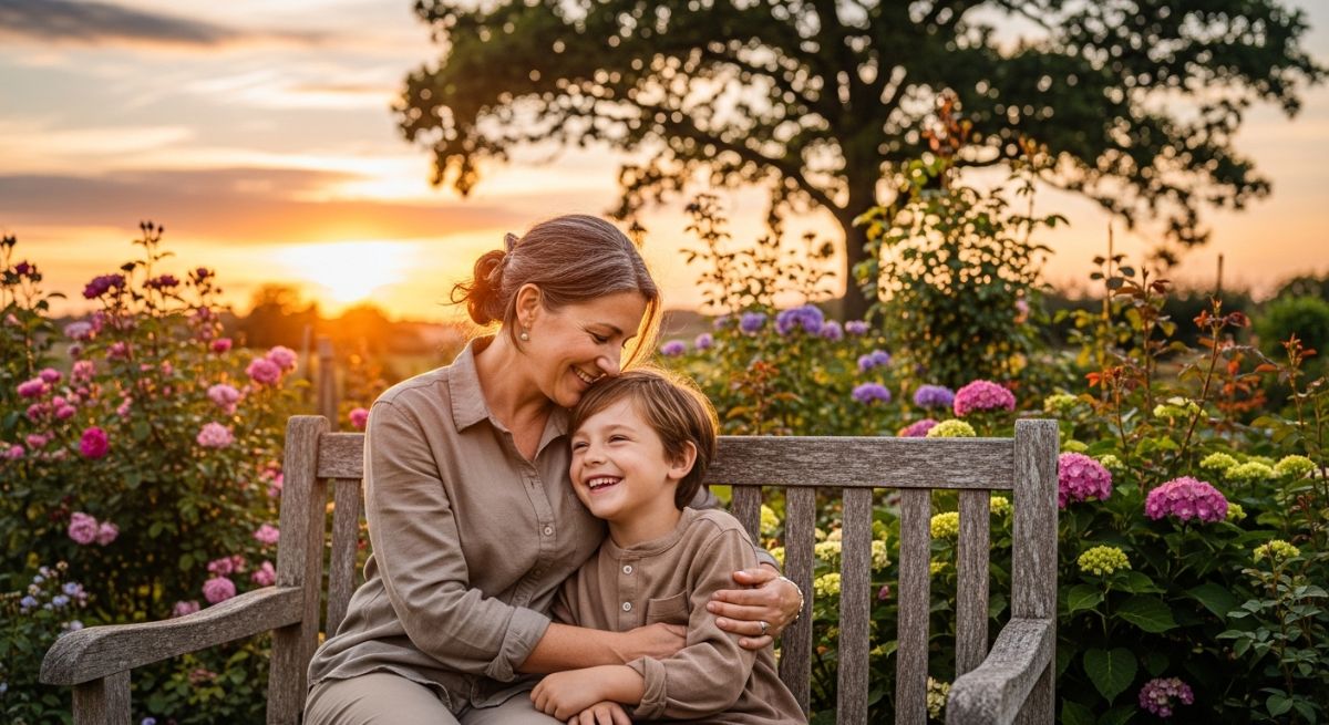 A peaceful living room with parent and child playing.