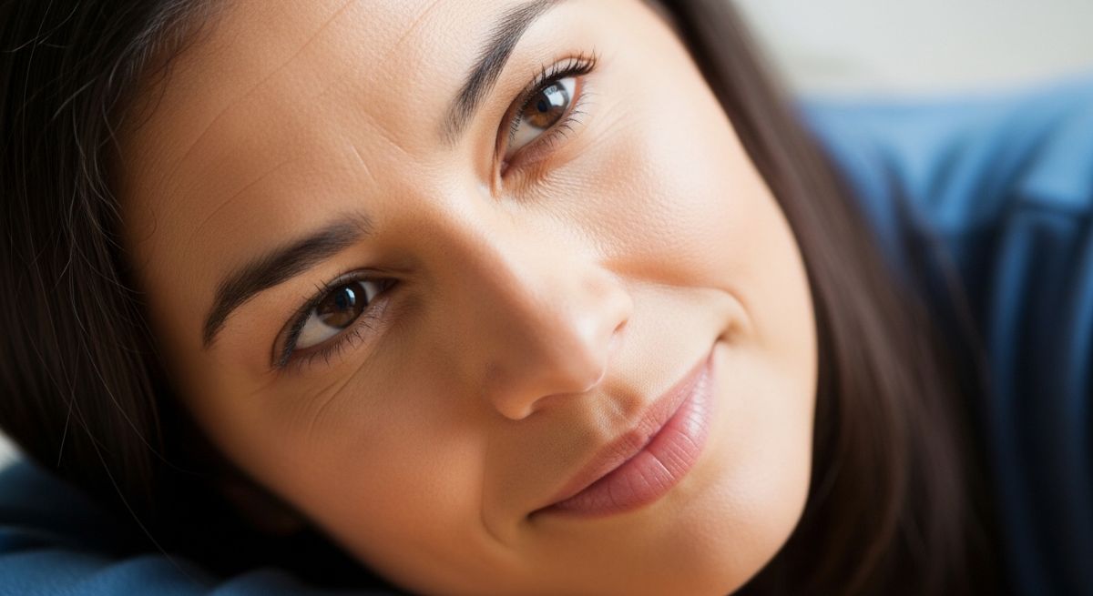 A person showing an attentive and empathetic listening expression.
