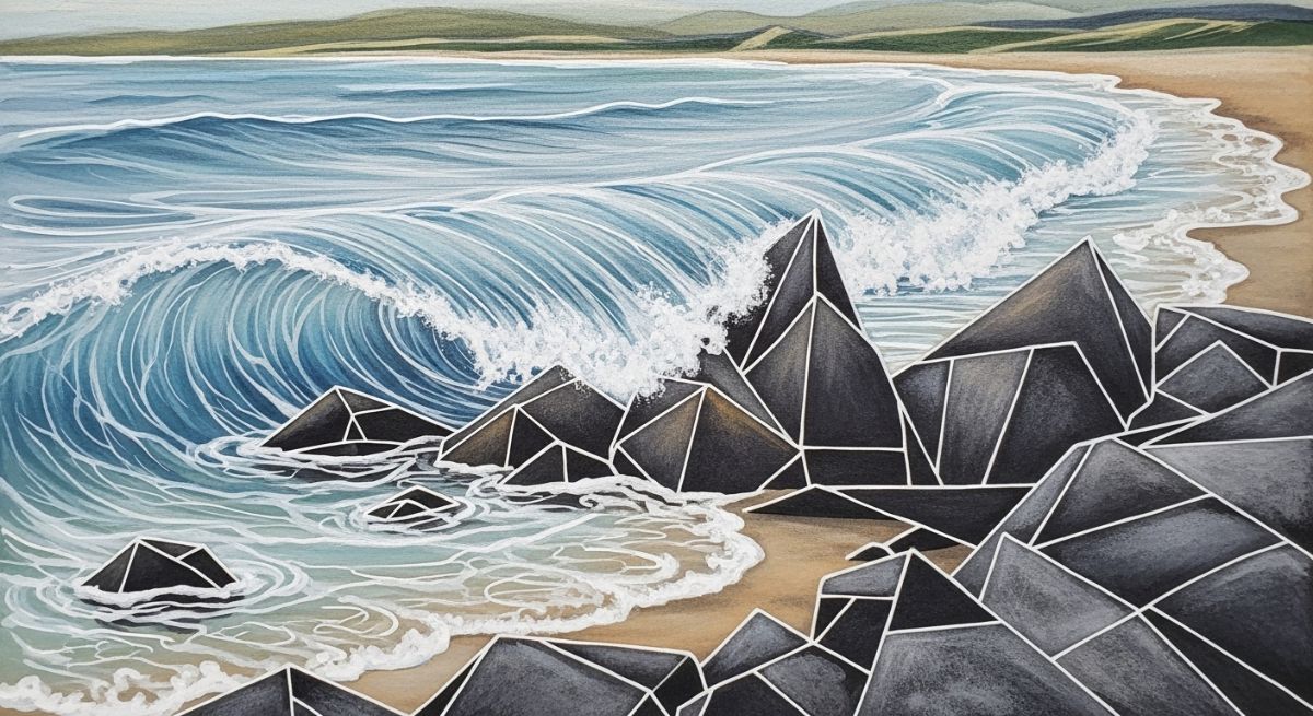 Abstract blue waves representing emotional grace.