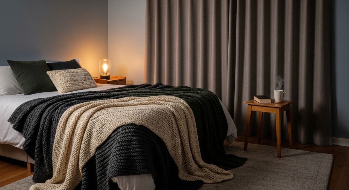 A cozy, quiet bedroom prepared for rest.