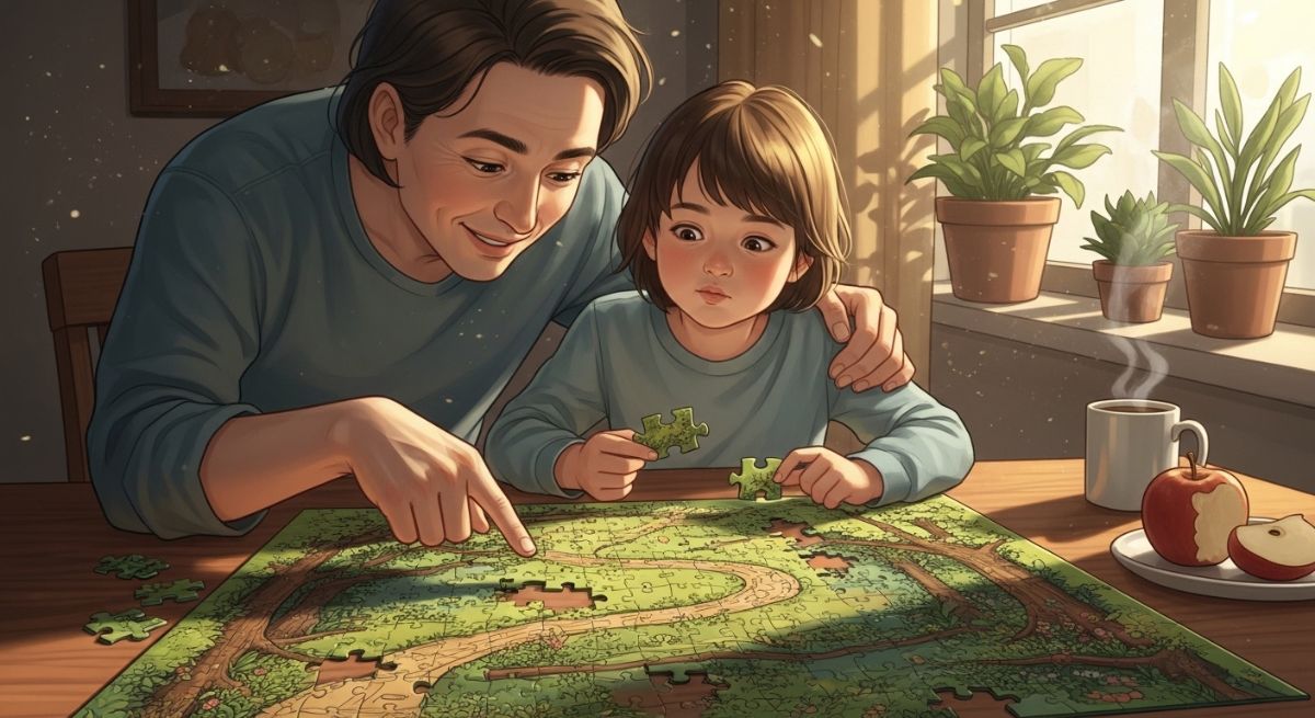 A child focused on the effort of practice.