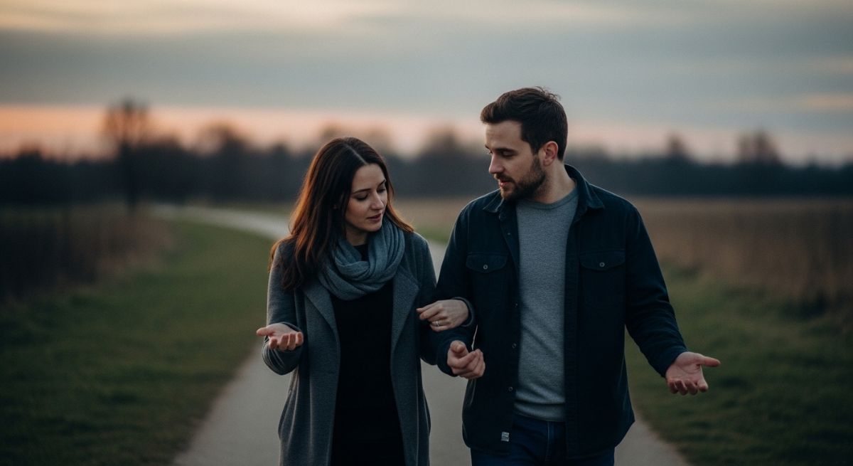 A couple laughing and cooking together.