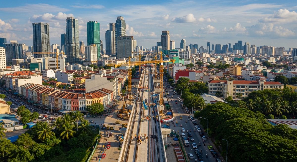 Infrastructure development in an emerging market city.