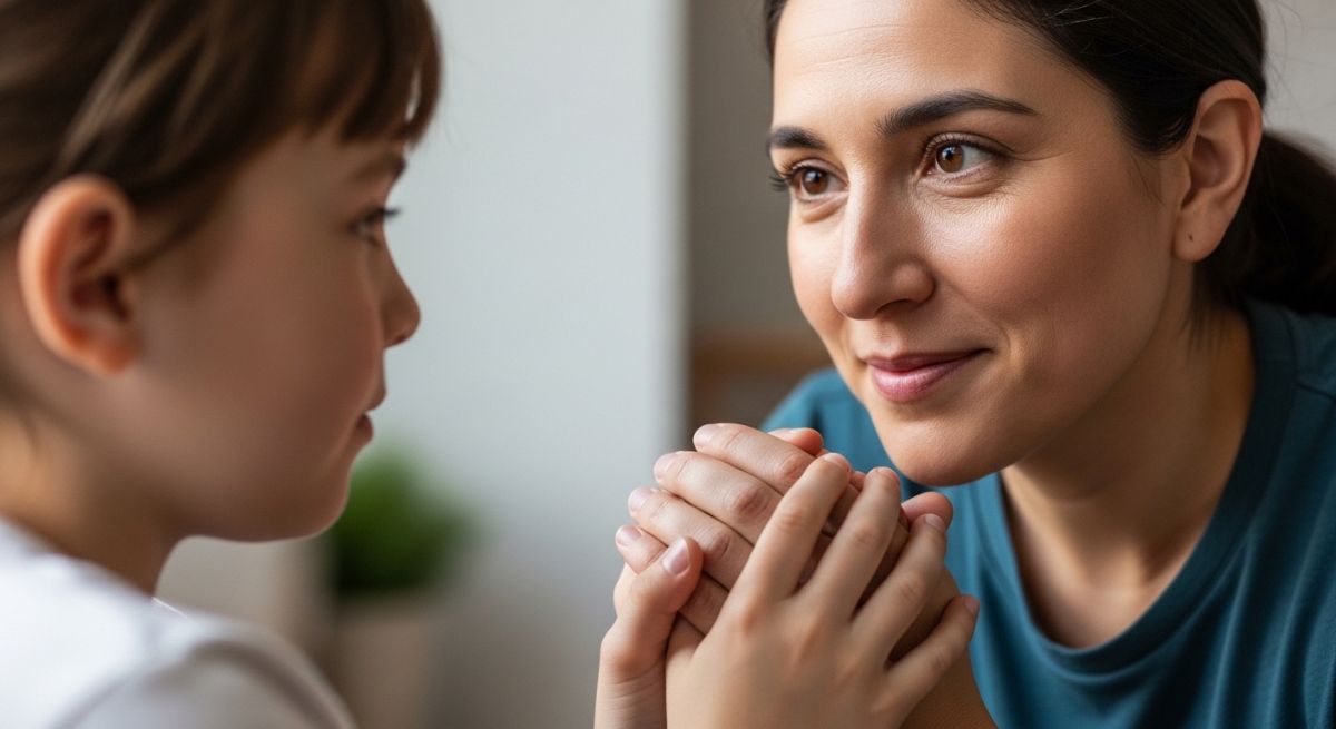 A parent modeling vulnerability with their child.