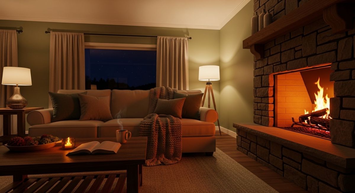 A cozy, warm living room representing emotional safety.