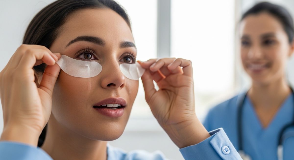 A patient removing eye patches and looking around in awe.