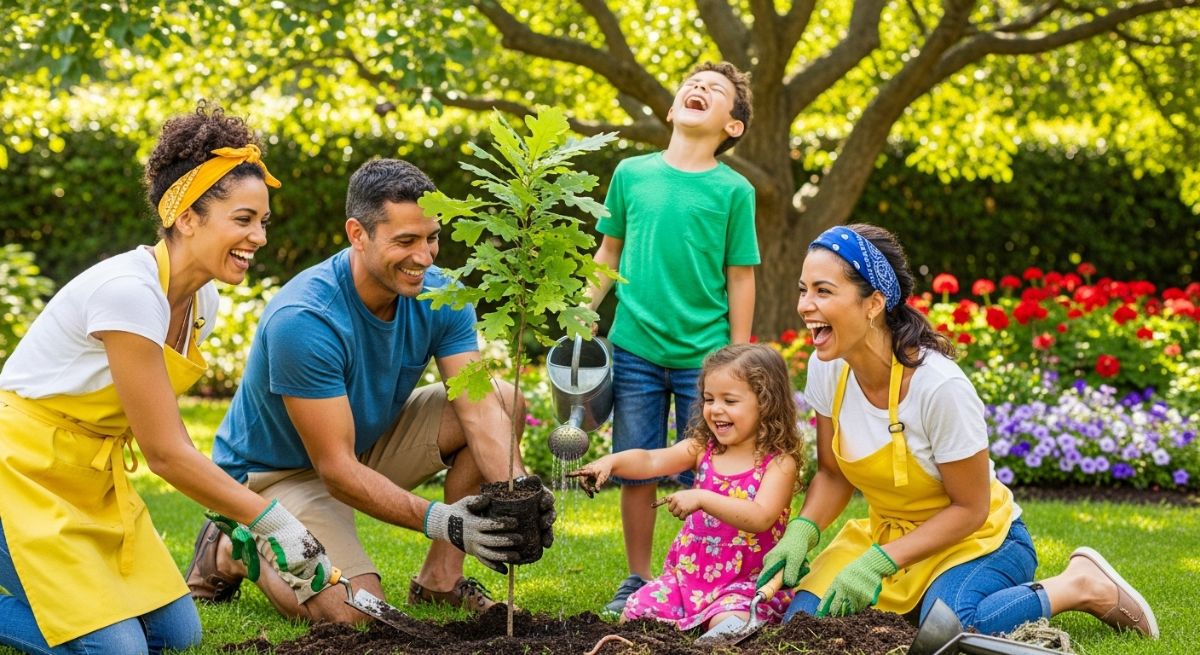 A family creating new positive memories through shared activities.