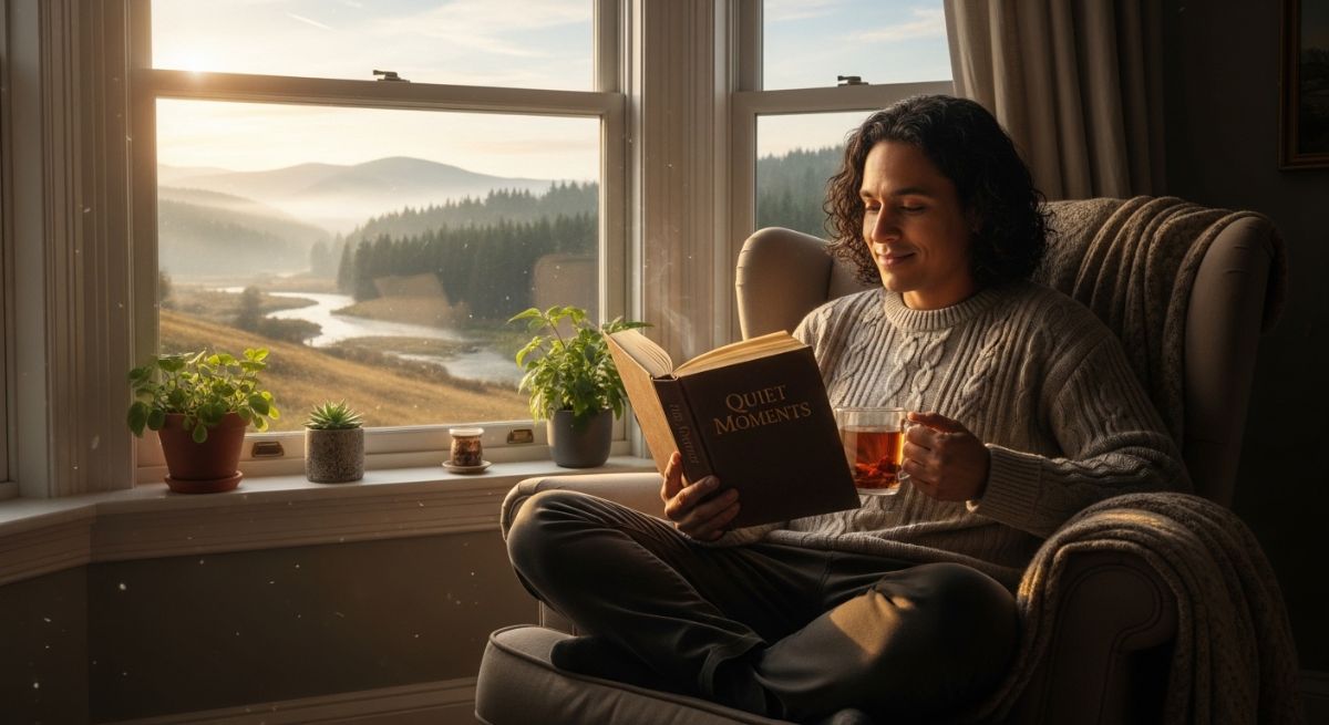 A parent taking a quiet moment for self-care to build emotional resilience.