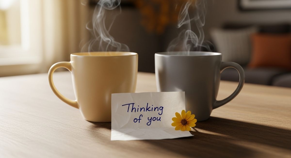 Coffee mugs and a kind note