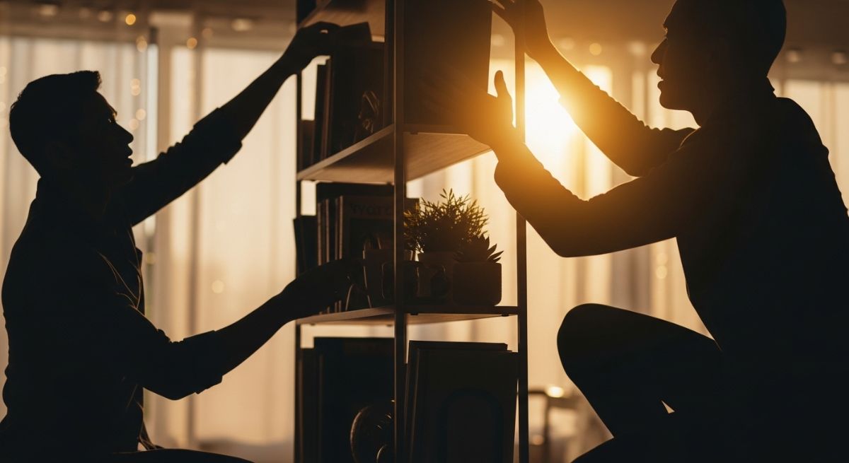 Couple talking deeply on a sofa