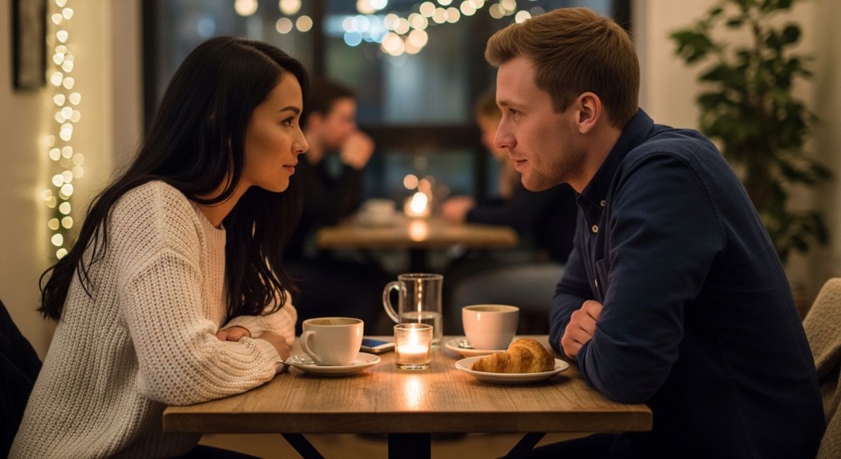 A couple engaged in deep eye contact