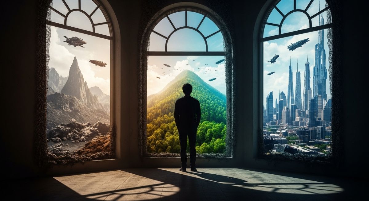 Silhouette observing a changing landscape